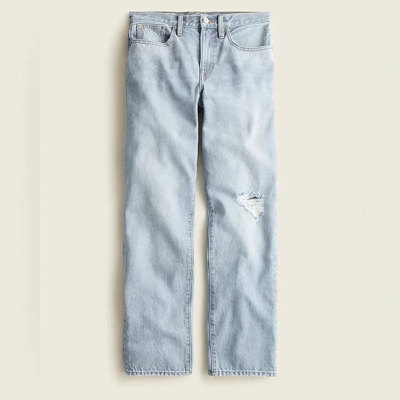 J.CREW Women’s 29 TALL Slouchy Boyfriend Jean Light Wash Stretch NWT Distressed - Picture 1 of 16
